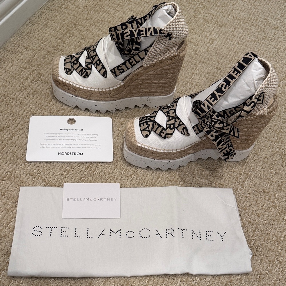 Stella McCartney Cream and Tan Wedge Sandals